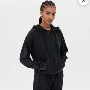 Splits59 Black Mineral Wash French Terry Pullover Hoodie Sweater Womens Size XS